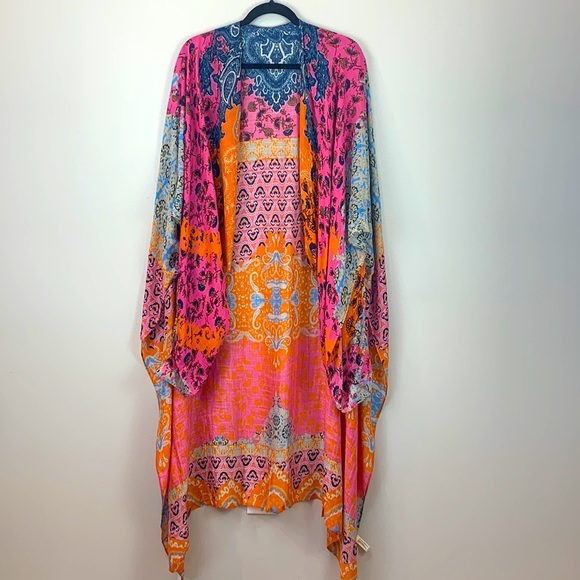 Vibrant Ruggine Demask Print Kimono Duster - Picture 6 of 9